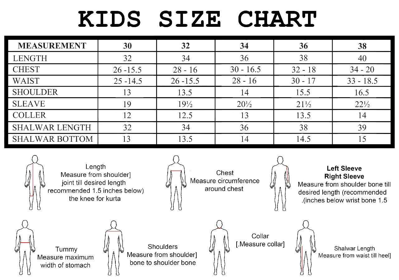 Anderson Childrens Size Chart